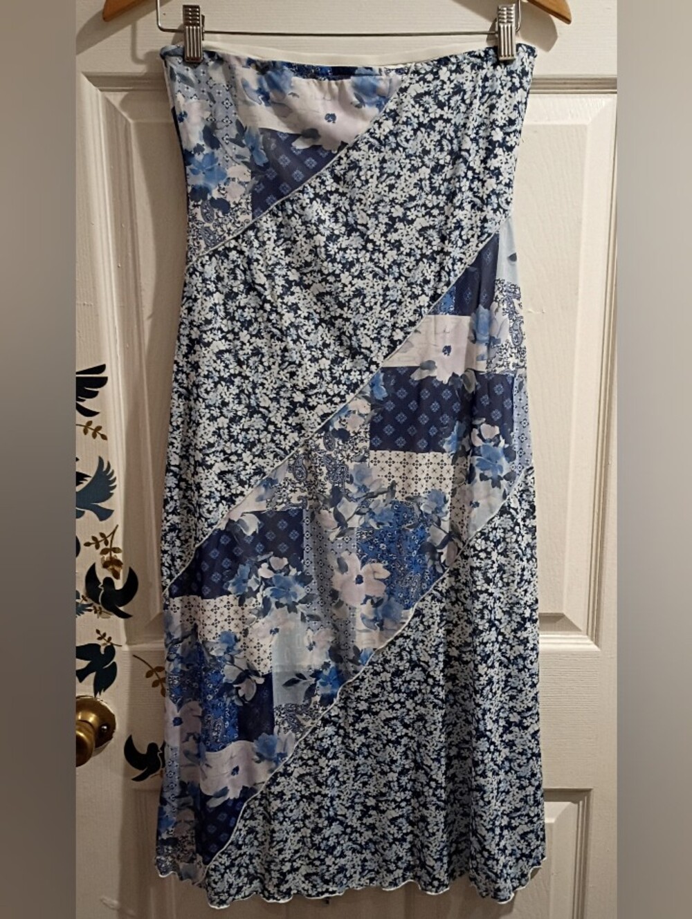 NWOT Altar'd State Blue Floral Patchwork Sleeveless Slip Dress - Picture 3 of 4